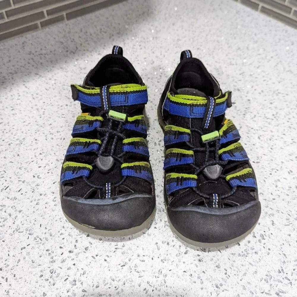 Keen Newport H2 Blue Green Black Striped Fisherman Water Hiking Sandal Boys 2